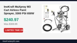 InoKraft MaXpray M3 Cart Airless Paint Sprayer, 3300 PSI 650W Just Dropped to $240.97 (35% Off)