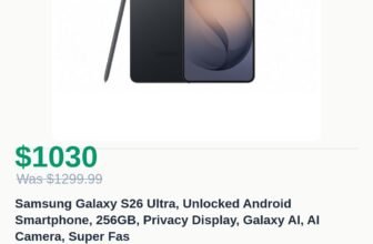 Samsung Galaxy S26 Ultra, Unlocked Android Smartphone, 256GB, Privacy Display Just Dropped to $1030 (21% Off)