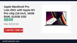 Apple MacBook Pro Late 2021 with Apple M1 Pro chip (16-inch, 16GB RAM, 512GB Just Dropped to $849 (58% Off)