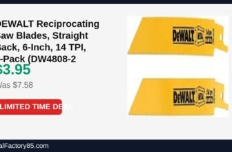 DEWALT Reciprocating Saw Blades, Straight Back, 6-Inch, 14 TPI, 2-Pack Just Dropped to $3.95 (48% Off)