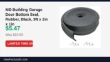 MD Building Garage Door Bottom Seal, Rubber, Black, 9ft x 2in x 1in Just Dropped to $5.47 (50% Off)