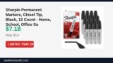 Sharpie Permanent Markers, Chisel Tip, Black, 12 Count – Home, School, Office Just Dropped to $7.18 (49% Off)