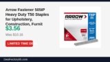 Arrow Fastener 505IP Heavy Duty T50 Staples for Upholstery, Construction Just Dropped to $3.56 (65% Off)
