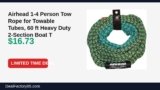 Amazon Deal: Airhead 1-4 Person Tow Rope for Towable Tubes, 60 ft Heavy Duty 2-Section Boat — $16.73