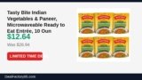 Tasty Bite Indian Vegetables & Paneer, Microwaveable Ready to Eat Entrée, 10 Just Dropped to $12.64 (53% Off)