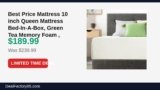Best Price Mattress 10 inch Queen Mattress Bed-In-A-Box, Green Tea Memory Foam Just Dropped to $189.99 (21% Off)