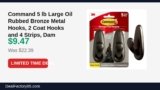 Command 5 lb Large Oil Rubbed Bronze Metal Hooks, 2 Coat Hooks and 4 Strips Just Dropped to $9.47 (58% Off)