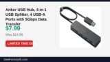 Anker USB Hub, 4-in-1 USB Splitter, 4 USB-A Ports with 5Gbps Data Transfer Just Dropped to $7.99 (47% Off)