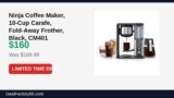 Ninja Coffee Maker, 10-Cup Carafe, Fold-Away Frother, Black, CM401 Just Dropped to $160 (6% Off)