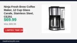 Ninja Fresh Brew Coffee Maker, 12 Cup Glass Carafe, Stainless Steel, CE251 Just Dropped to $69.99 (22% Off)