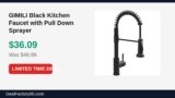 GIMILI Black Kitchen Faucet with Pull Down Sprayer Just Dropped to $36.09 (23% Off)