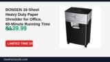 Amazon Deal: BONSEN 16-Sheet Heavy Duty Paper Shredder for Office, 60-Minute Running Time — $139.99