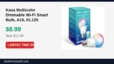 Kasa Multicolor Dimmable Wi-Fi Smart Bulb, A19, KL125 Just Dropped to $8.99 (25% Off)