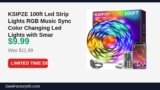 KSIPZE 100ft Led Strip Lights RGB Music Sync Color Changing Led Lights with Just Dropped to $9.99 (17% Off)