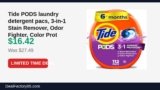 Tide PODS laundry detergent pacs, 3-in-1 Stain Remover, Odor Fighter, Color Just Dropped to $16.42 (40% Off)