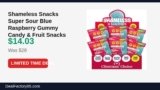 Shameless Snacks Super Sour Blue Raspberry Gummy Candy & Fruit Snacks Just Dropped to $14.03 (50% Off)