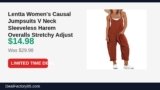 Lentta Women’s Causal Jumpsuits V Neck Sleeveless Harem Overalls Stretchy Just Dropped to $14.98 (50% Off)