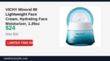 Amazon Deal: VICHY Mineral 89 Lightweight Face Cream, Hydrating Face Moisturizer, 1.35oz — $24