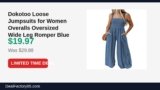 Dokotoo Loose Jumpsuits for Women Overalls Oversized Wide Leg Romper Blue Just Dropped to $19.97 (33% Off)