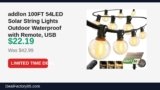 addlon 100FT 54LED Solar String Lights Outdoor Waterproof with Remote, USB Just Dropped to $22.19 (48% Off)
