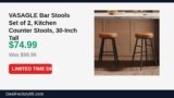 VASAGLE Bar Stools Set of 2, Kitchen Counter Stools, 30-Inch Tall Just Dropped to $74.99 (25% Off)