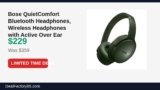 Bose QuietComfort Bluetooth Headphones, Wireless Headphones with Active Over Just Dropped to $229 (36% Off)