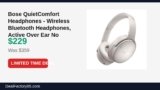 Bose QuietComfort Headphones – Wireless Bluetooth Headphones, Active Over Ear Just Dropped to $229 (36% Off)