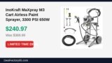 InoKraft MaXpray M3 Cart Airless Paint Sprayer, 3300 PSI 650W Just Dropped to $240.97 (35% Off)
