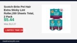 Scotch-Brite Pet Hair Extra Sticky Lint Roller,200 Sheets Total, 2 Pack Just Dropped to $5.44 (56% Off)
