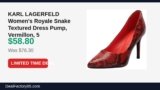 KARL LAGERFELD Women’s Royale Snake Textured Dress Pump, Vermillon, 5 Just Dropped to $58.80 (23% Off)