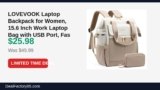 LOVEVOOK Laptop Backpack for Women, 15.6 Inch Work Laptop Bag with USB Port Just Dropped to $25.98 (44% Off)