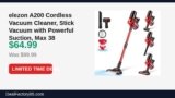 elezon A200 Cordless Vacuum Cleaner, Stick Vacuum with Powerful Suction, Max 38 Just Dropped to $64.99 (35% Off)
