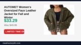AUTOMET Women’s Oversized Faux Leather Jacket for Fall and Winter Just Dropped to $33.29 (33% Off)