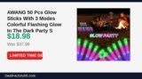 AWANG 50 Pcs Glow Sticks With 3 Modes Colorful Flashing Glow In The Dark Party Just Dropped to $18.98 (50% Off)
