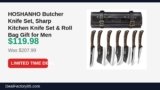 HOSHANHO Butcher Knife Set, Sharp Kitchen Knife Set & Roll Bag Gift for Men Just Dropped to $119.98 (42% Off)