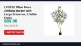 LYERSE Olive Trees Artificial Indoor with Large Branches, Lifelike Fruits Just Dropped to $89.96 (31% Off)