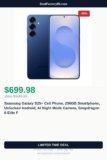 Samsung Galaxy S25+ Cell Phone, 256GB Smartphone, Unlocked Android, AI Night Just Dropped to $699.98 (30% Off)