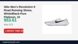 Nike Men’s Revolution 8 Road Running Shoes, White/Black-Pure Platinum, 10 Just Dropped to $53.61 (29% Off)