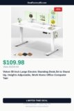 Veken 55 Inch Large Electric Standing Desk,Sit to Stand Up, Heights Adjustable Just Dropped to $109.98 (31% Off)
