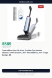 Tineco Floor One S9 Artist Pro Wet Dry Vacuum Cleaner, 22kPa Suction, 360° Just Dropped to $589 (31% Off)