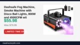 Dashsafe Fog Machine, Smoke Machine with Disco Ball Lights, 800W and 4500CFM Just Dropped to $55.98 (30% Off)