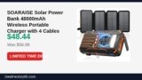 SOARAISE Solar Power Bank 48000mAh Wireless Portable Charger with 4 Cables Just Dropped to $48.44 (15% Off)