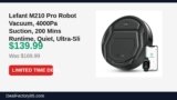 Lefant M210 Pro Robot Vacuum, 4000Pa Suction, 200 Mins Runtime, Quiet Just Dropped to $139.99 (18% Off)