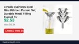 3-Pack Stainless Steel Mini Kitchen Funnel Set, Durable Metal Filling Funnel Just Dropped to $2.53 (60% Off)