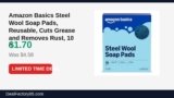 Amazon Basics Steel Wool Soap Pads, Reusable, Cuts Grease and Removes Rust, 10 Just Dropped to $1.70 (63% Off)