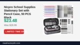 Nicpro School Supplies Stationary Set with Pencil Case, 50 PCS Black Just Dropped to $23.48 (19% Off)