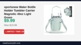 sportsnew Water Bottle Holder Tumbler Carrier Magnetic 40oz Light Green Just Dropped to $9.99 (50% Off)