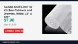 ALIUNI Shelf Liner for Kitchen Cabinets and Drawers, White, 12″ x 120″ Just Dropped to $7.98 (47% Off)