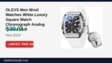 OLEVS Men Wrsit Watches White Luxury Square Watch Chronograph Analog Quartz Just Dropped to $39.81 (88% Off)