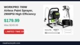 WORKPRO 700W Airless Paint Sprayer, 2900PSI High Efficiency Just Dropped to $179.99 (28% Off)